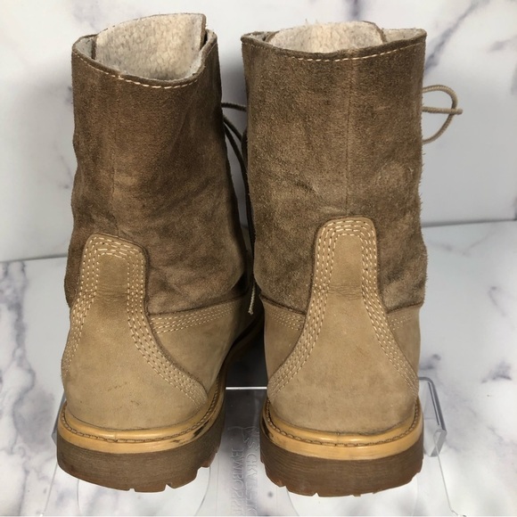 Timberland Jayne Teddy Lace Up, Fold-Down, Boots Light Brown, Size 7.5 - Picture 10 of 14